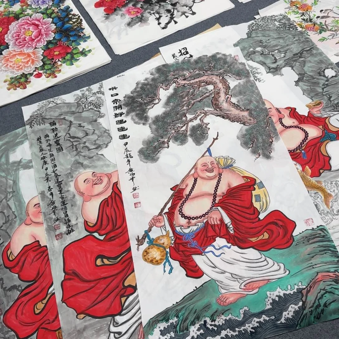 国画水**华尺寸70X138手绘作品