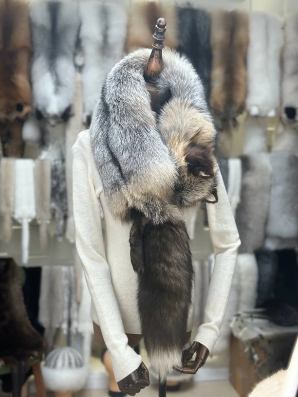 水貂毛狐狸毛真皮真毛皮毛一体围脖家居摆件饰品礼品专属链接