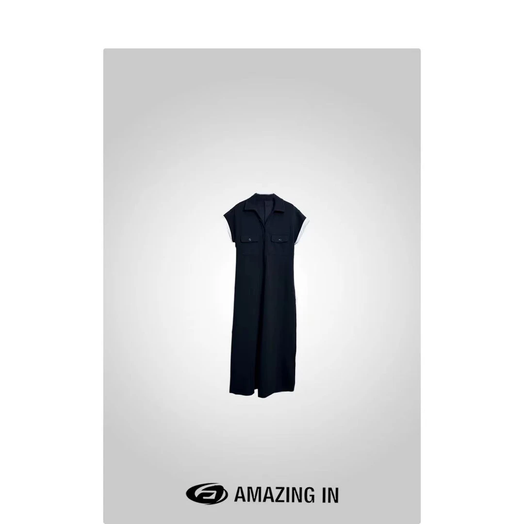 AMAZING IN 棉质新款口袋翻领设计连衣裙女 A240702-NYA-S3211