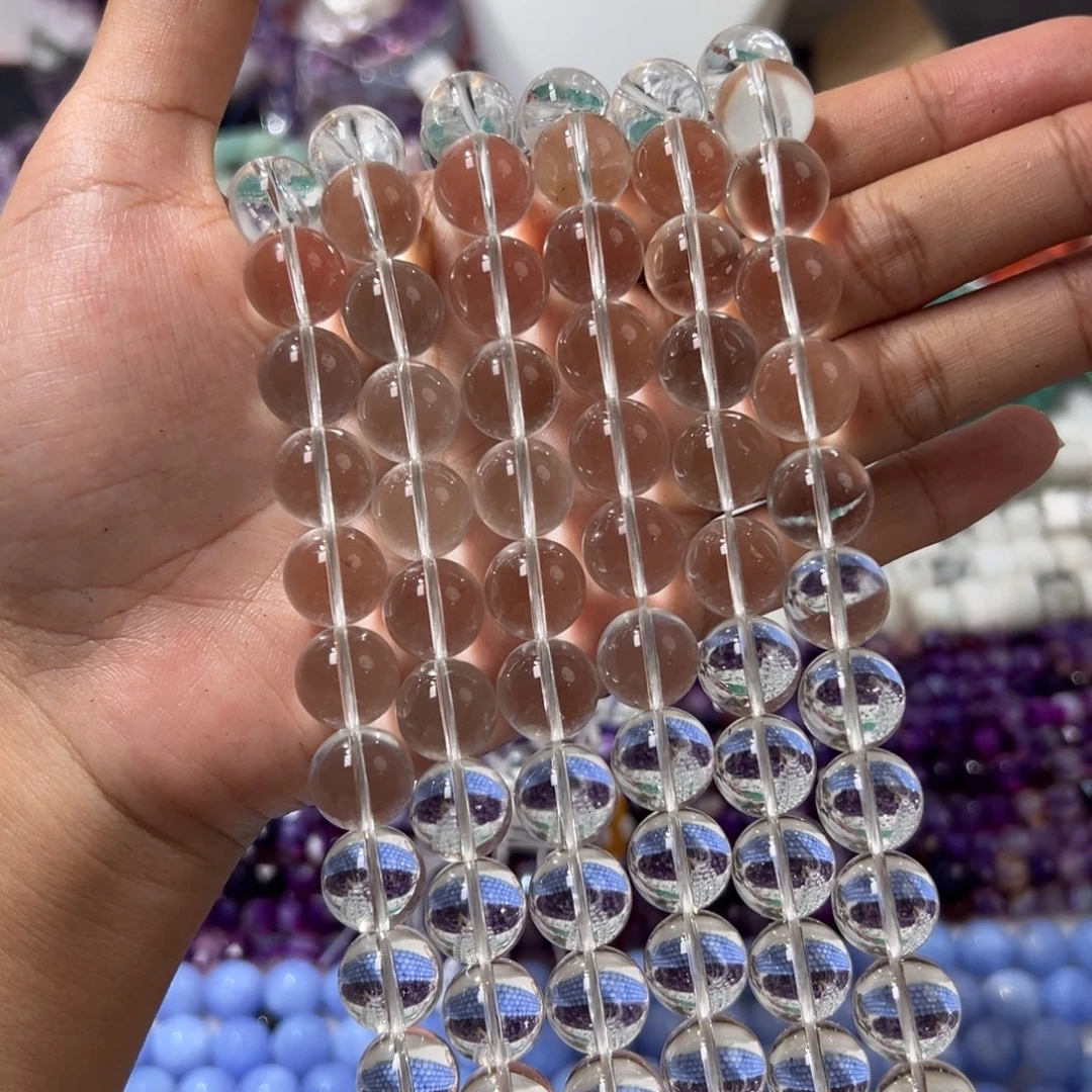 玛瑙/玉髓合金珠宝半成品Y245白水晶12mm一条