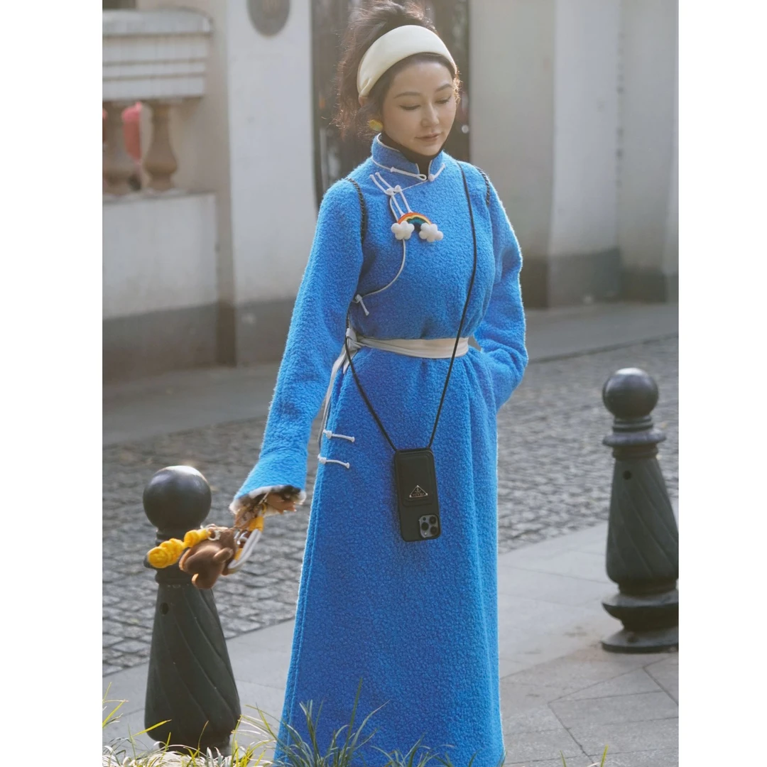 【图雅】高级定制成衣系列之新年羊羔绒妮子传统袍