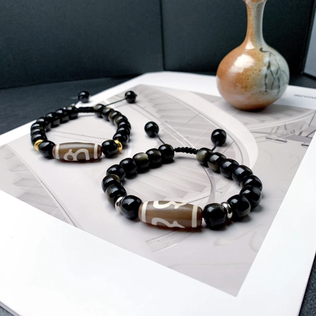 藏式天然玛瑙财神珠手串民族风简约设计男女款玉石手珠手饰可调节