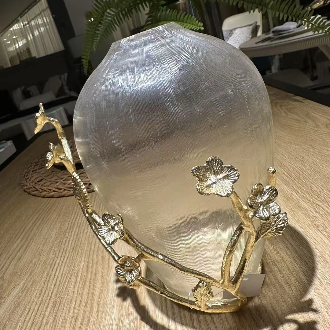 【欧美外单】DSK-M0029-CG金色绕枝雾色花瓶L23X21X31