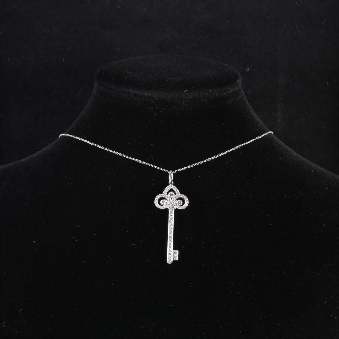 99新 Tiffany & Co./蒂芙尼 小花佳珊Tiffany Keys鸢尾花钥匙项链