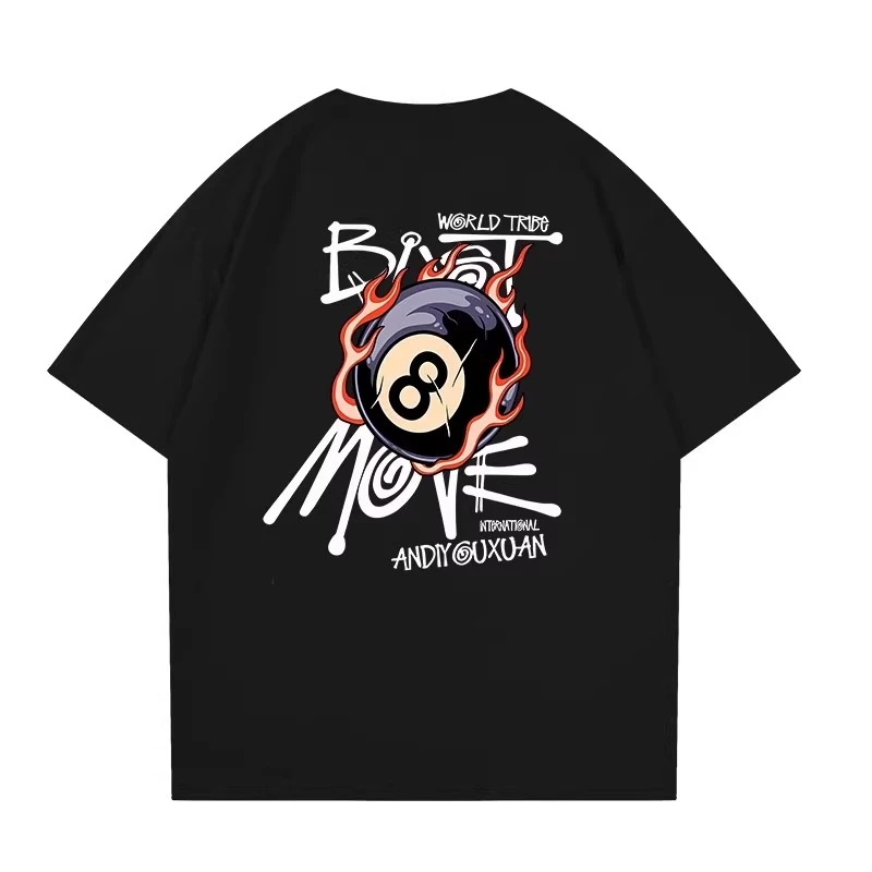 仓石一树潮牌美式黑8T恤男短袖夏季轻奢痞帅男装设计师男装高级感