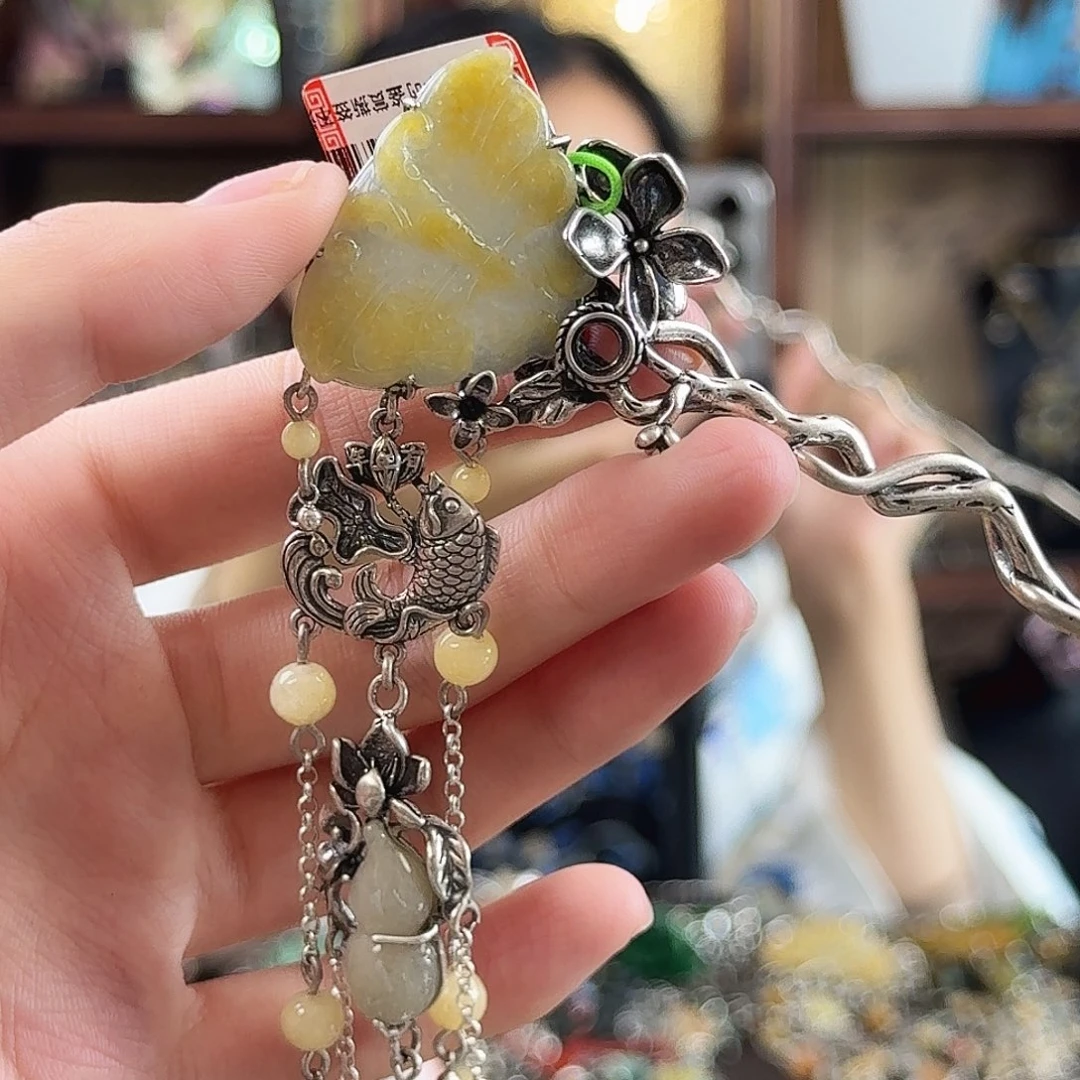 翡翠银S925镶嵌发饰