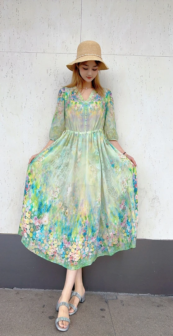 【诺诺真丝】桑蚕丝连衣裙94178-5