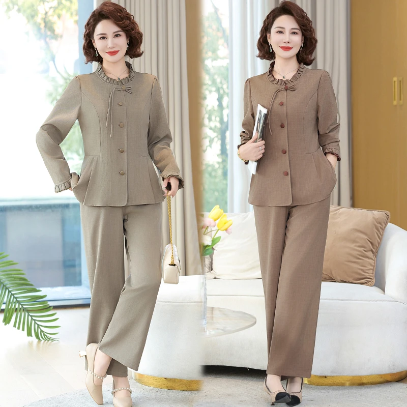 俞兆林贵夫人女装外套2025新款洋气中老年妈妈春秋装休闲套装两件