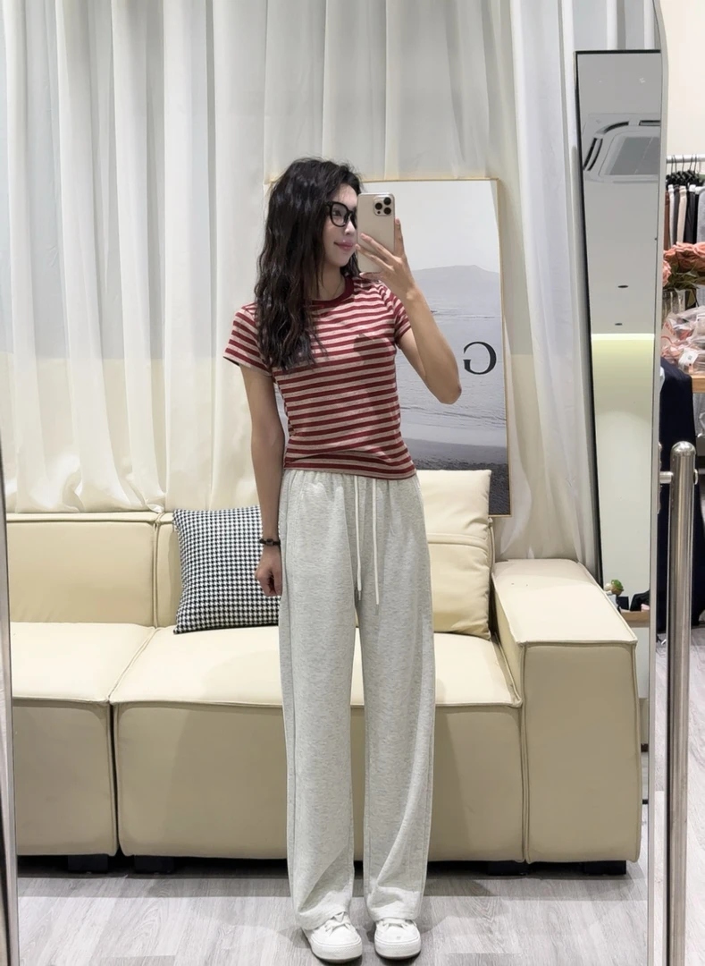 2025春款修饰腿型窄版阔腿裤高腰显瘦垂感阔腿休闲裤