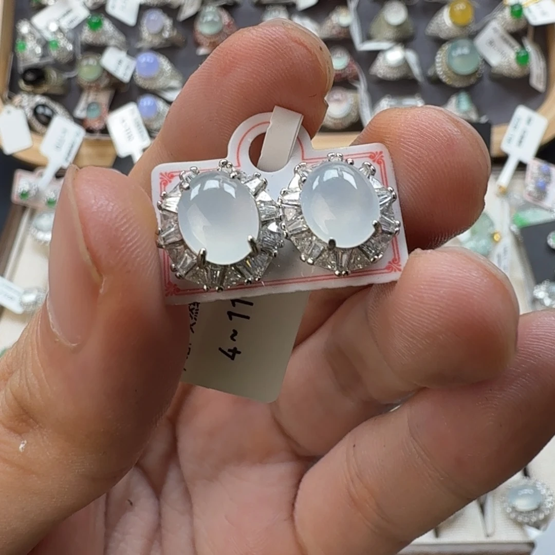 翡翠银S925镶嵌戒指天然缅甸翡翠A货