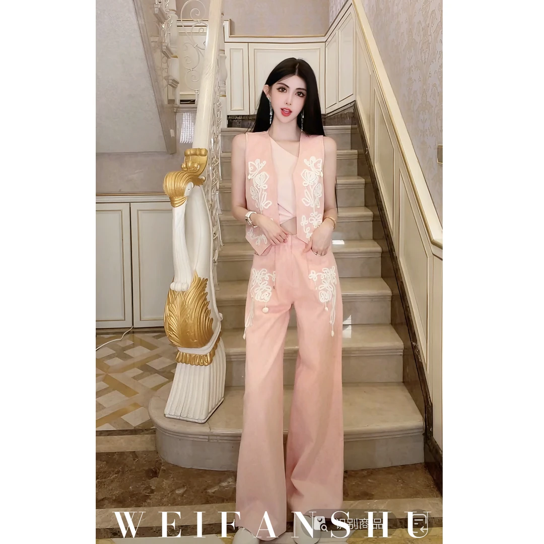 WEIFANSHU/魏凡舒【蜜桃佳利】春夏新款气质高级感套装马甲&长裤