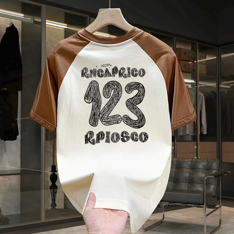 纯棉衫插肩袖青年短袖T恤男士oversize重磅潮牌夏季穿搭宽松上衣