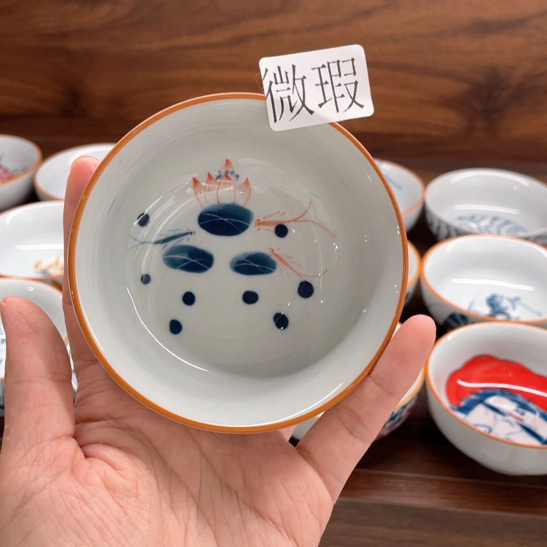 釉下手绘茶具微瑕