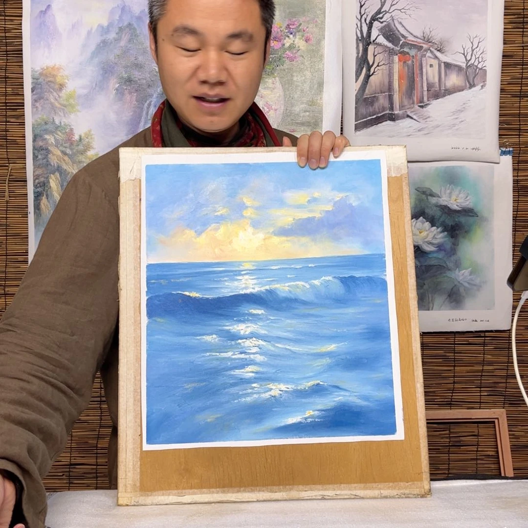 油画行路人小院绘画作品竞拍