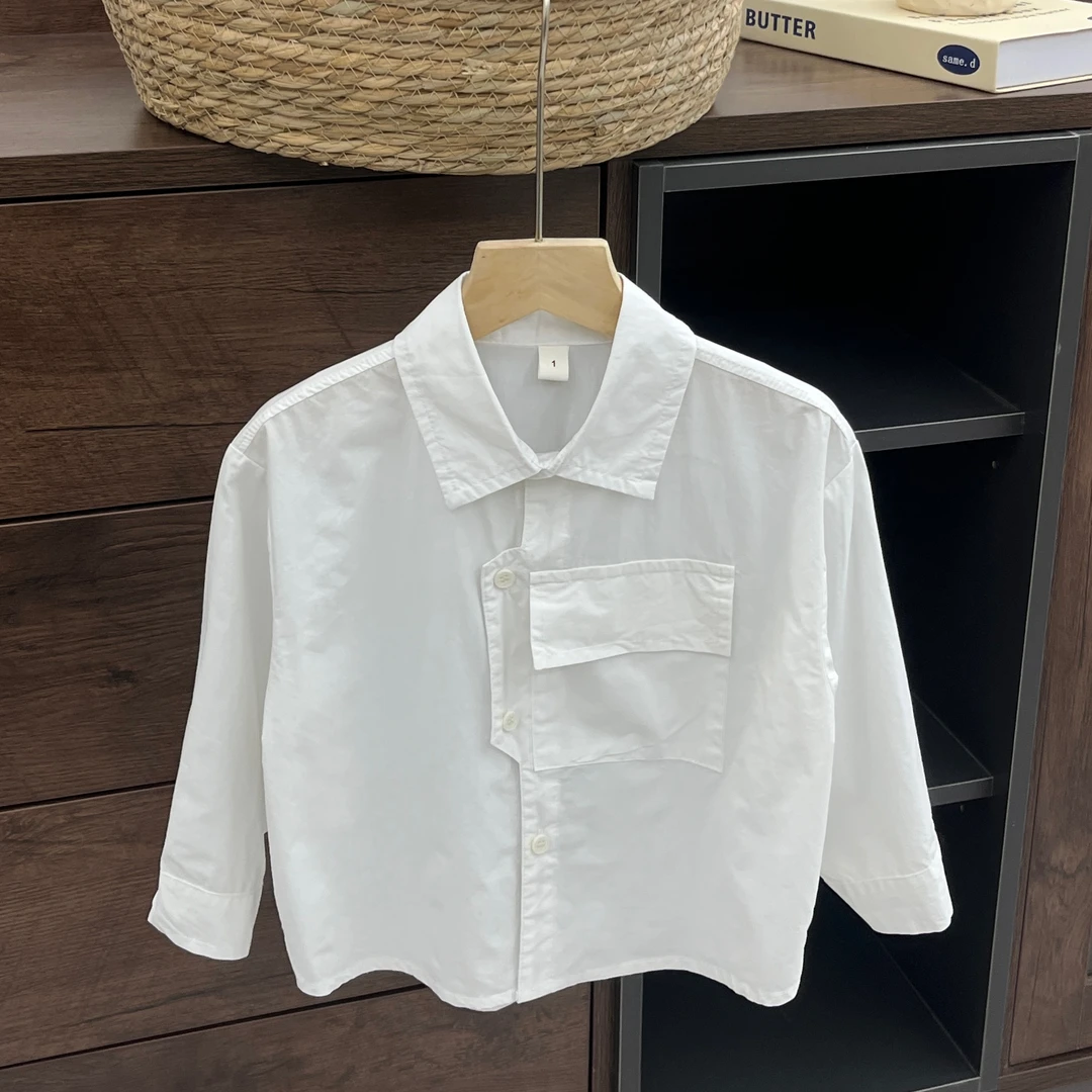 【小蛋壳】现货-儿童百搭春装白衬衫男童长袖衬衣DK0117