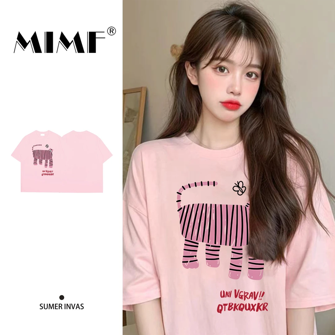 mnmf甜美可爱2025年新款韩版半袖夏季ins重磅纯棉短袖T恤女装上衣