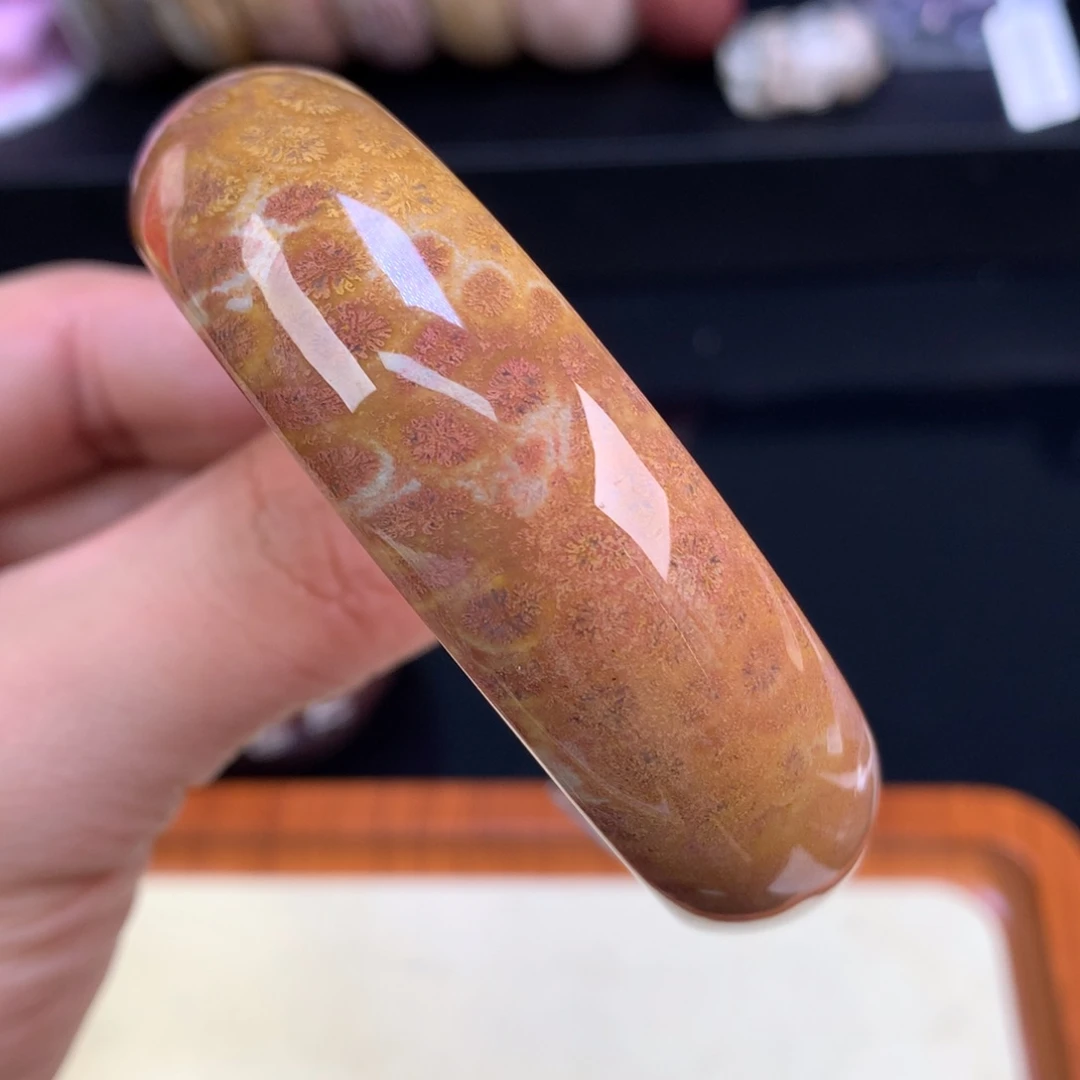 硅化珊瑚（珊瑚玉）未镶嵌颈饰68号58.4圈红彩皮花