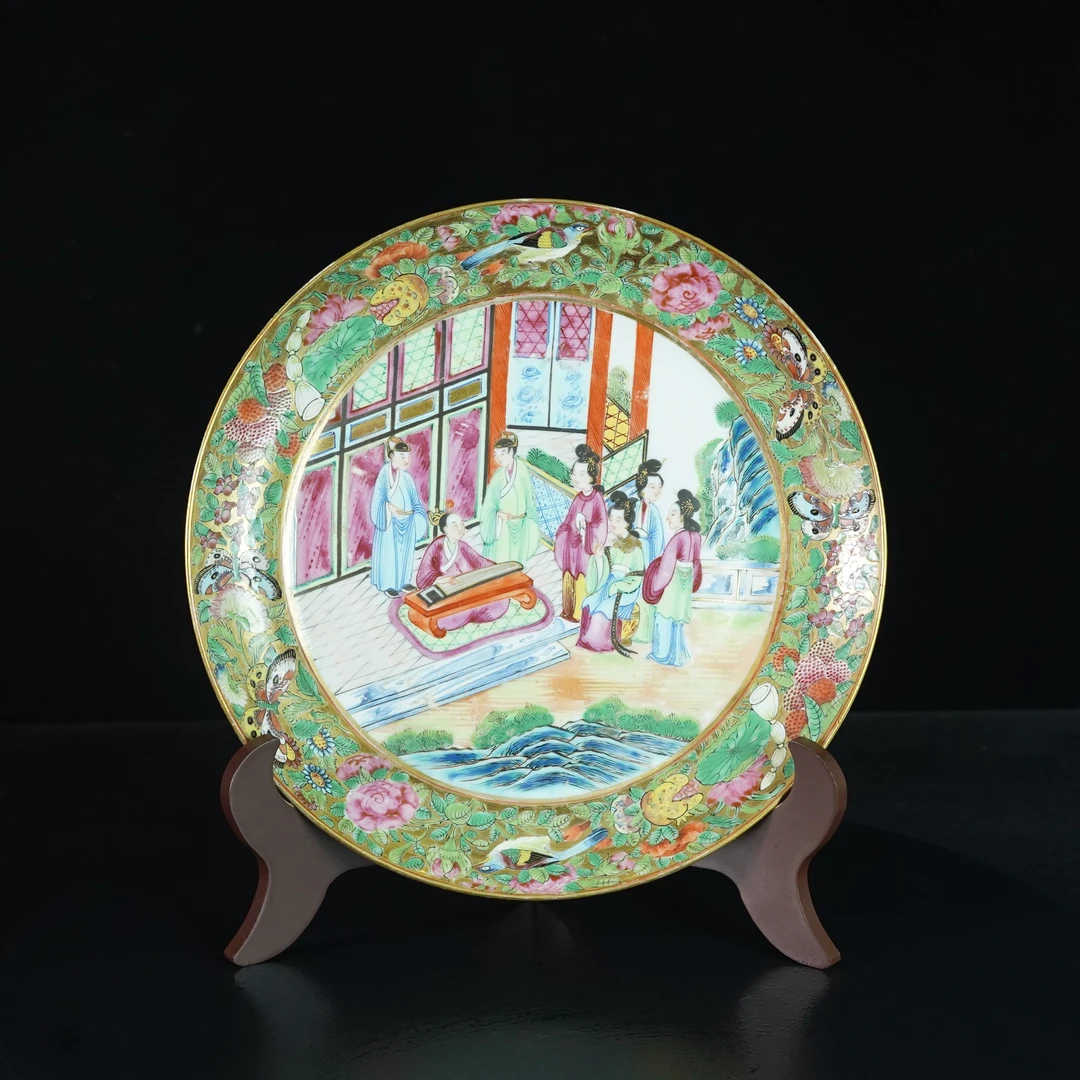 LABC250103037【十竹斋】清咸丰红楼梦侍女人物广彩赏盘