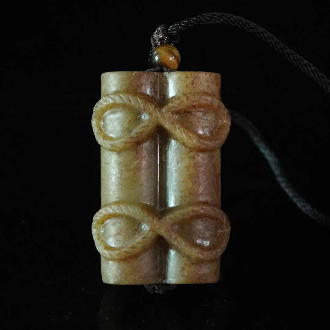 明代和田玉绳纹双联佩466536*古玉*传承