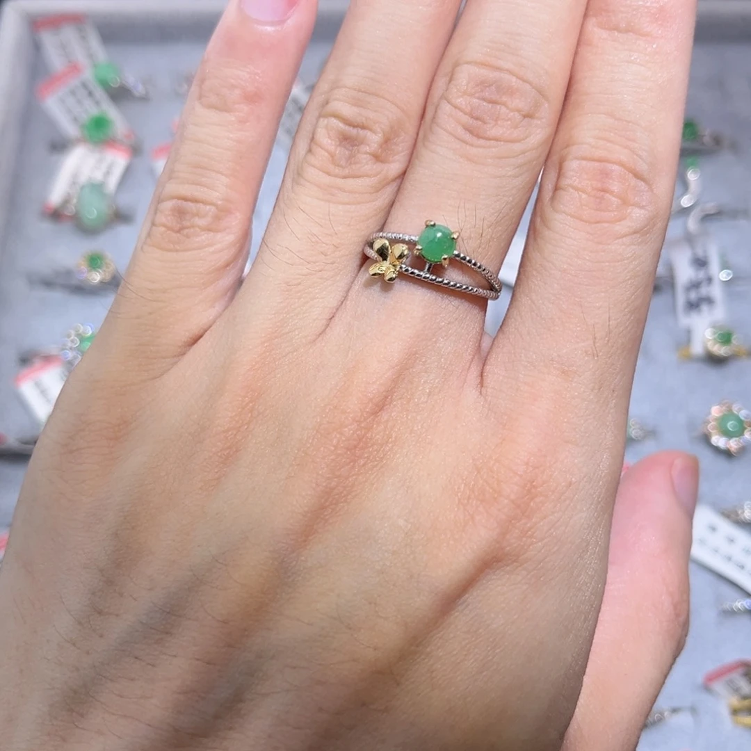 翡翠戒指银S925镶嵌dvvvv