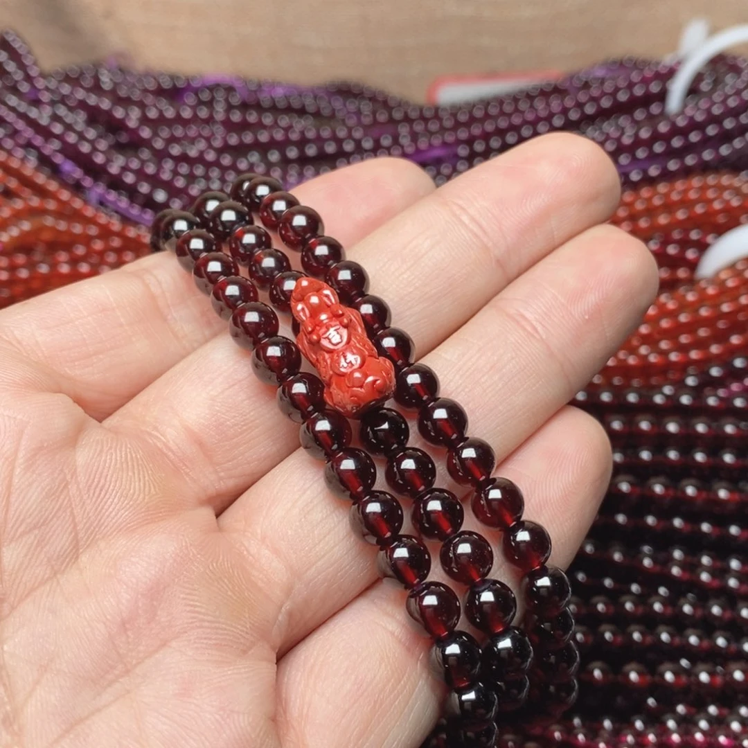 三***缘未镶嵌手链石榴石卡6酒红