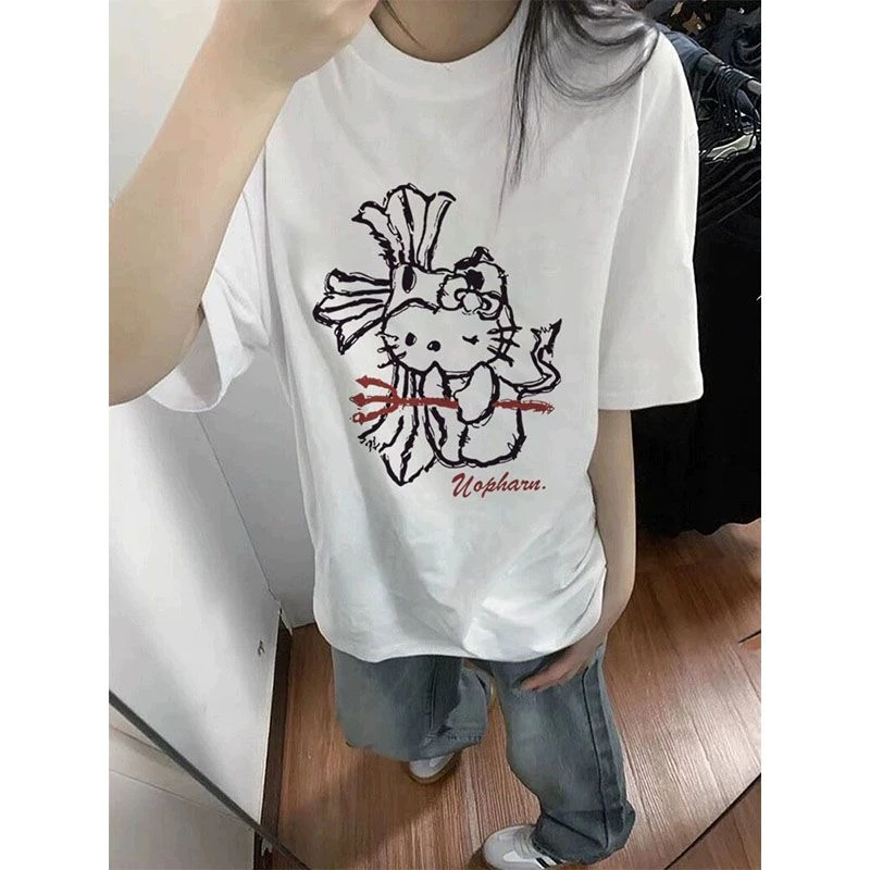 不是印花!!【刺绣工艺】美式复古学院风夏季短袖T恤女ins上衣潮牌