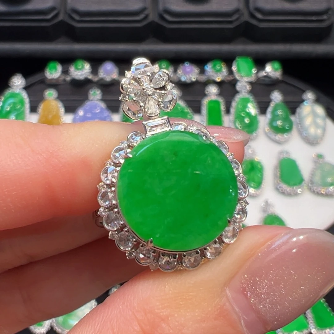 翡翠吊坠(不含链)18K金镶嵌收到货48小时鉴赏期