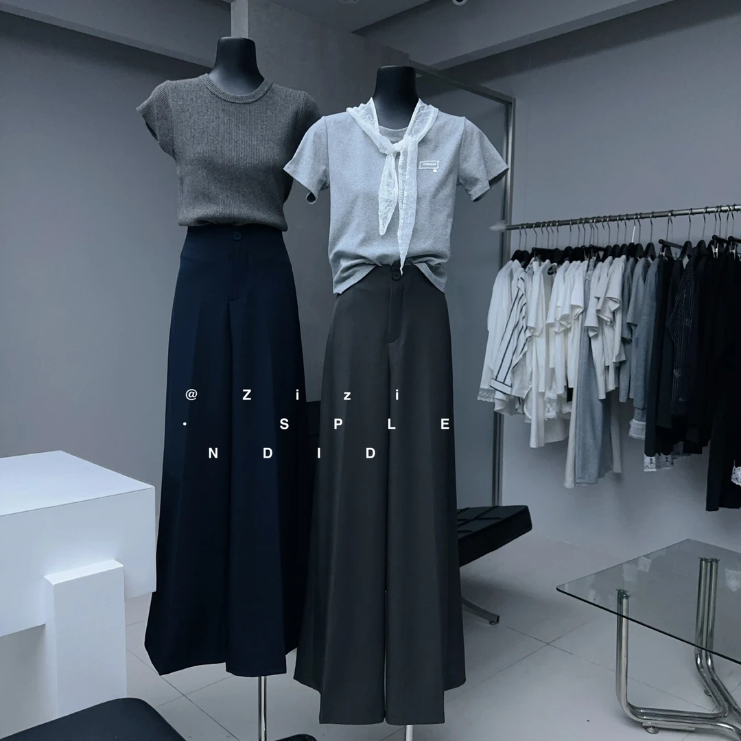 ZiZi 福秒（9Zi9395#) 是你们喜欢的调调 无腰头阔腿西装裤 9-226