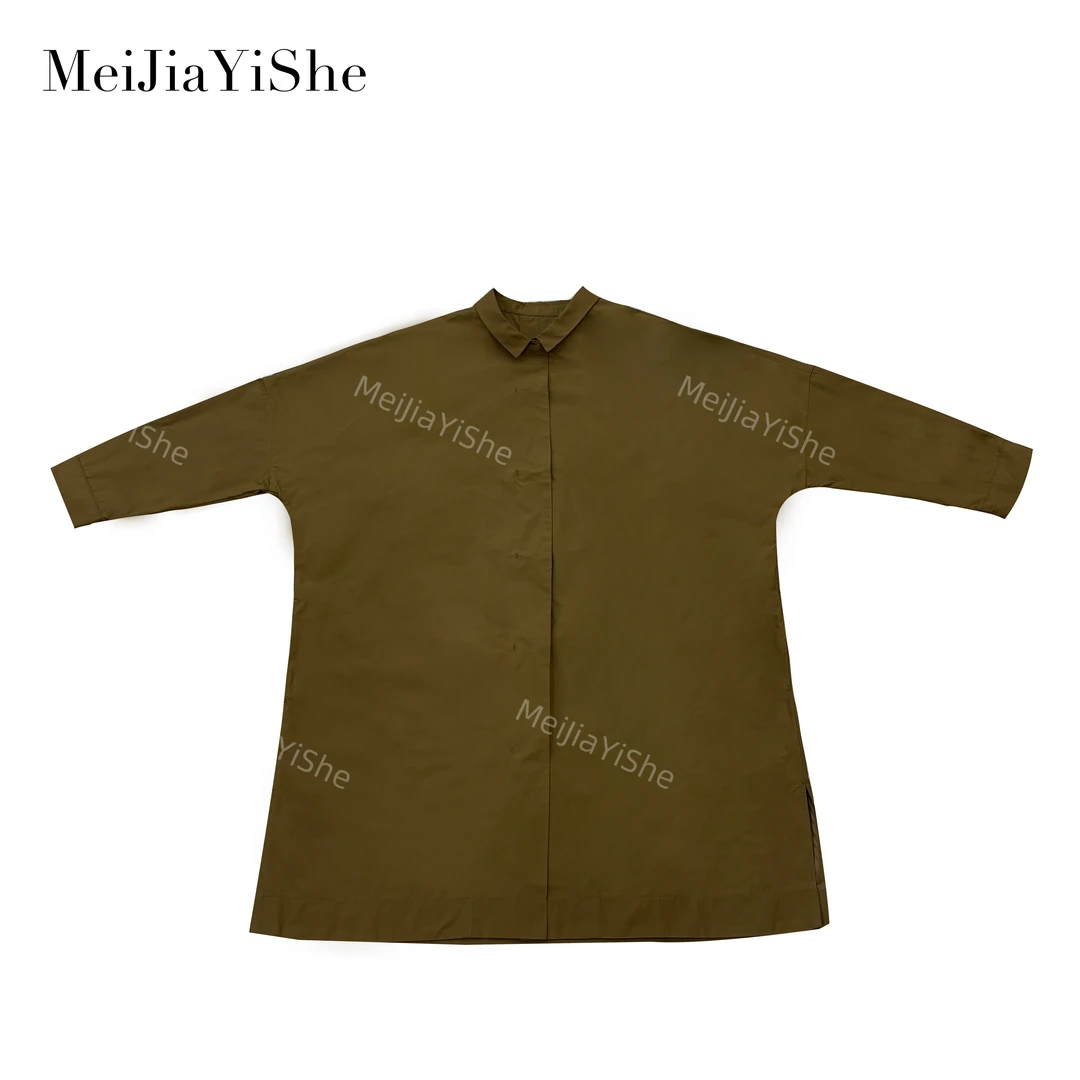 梅家2025新款文艺小翻领宽松休闲风衣