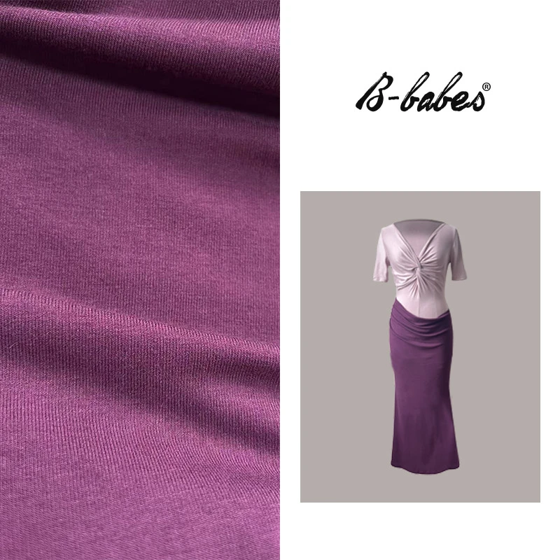 B-babes【柔韵的美】纯欲假两件撞色修身显瘦微胖收腰短袖连衣裙