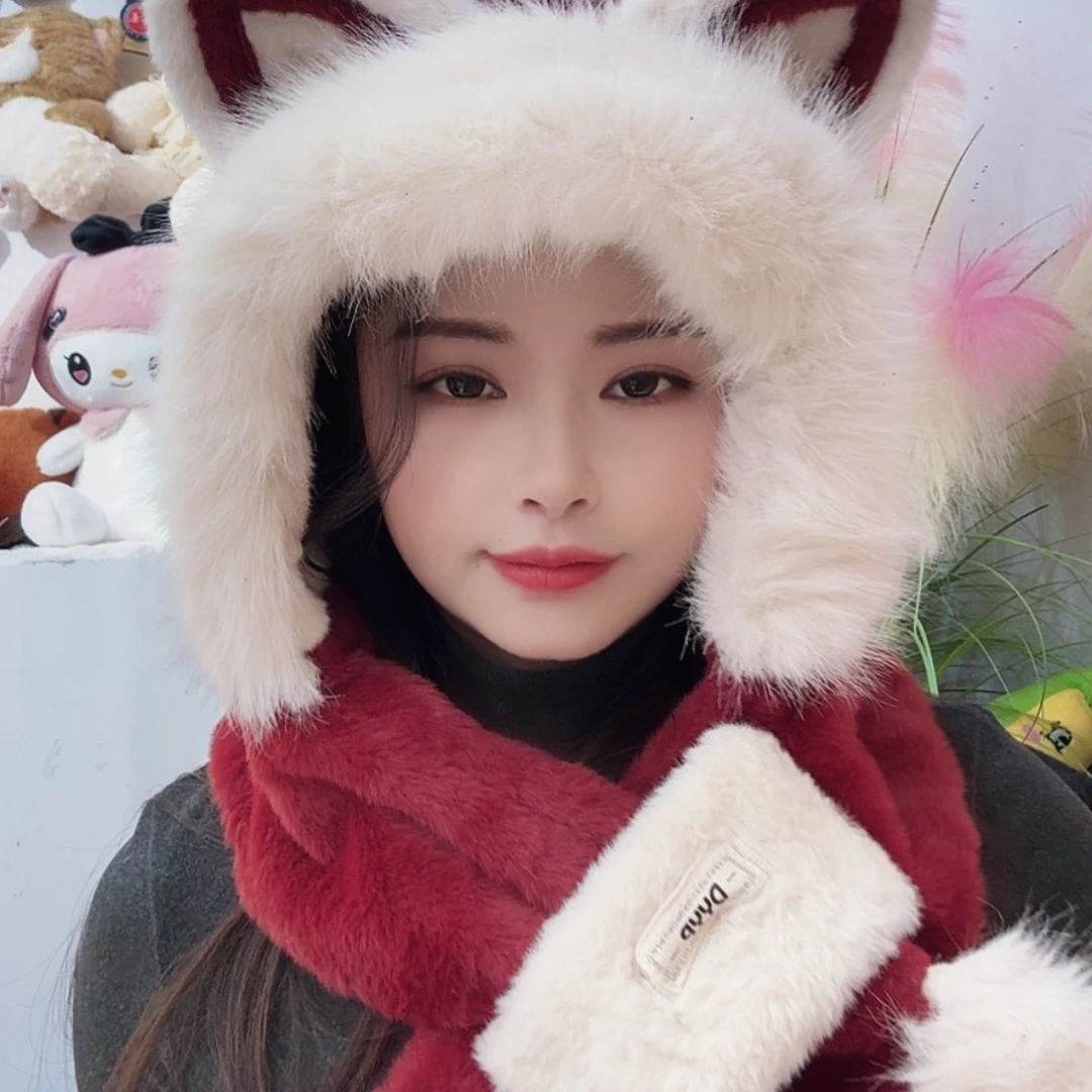 金毛绒帽子毛绒帽子红色帽子