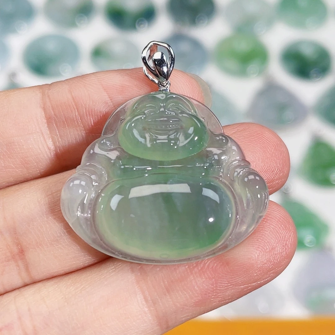 颈饰18K金镶嵌翡翠吊坠