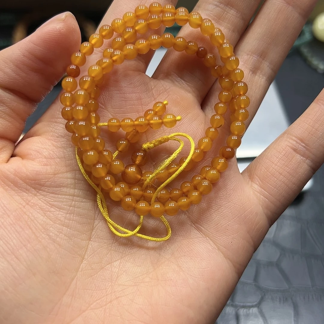 烟晶手链银S925镶嵌蜜蜡R090