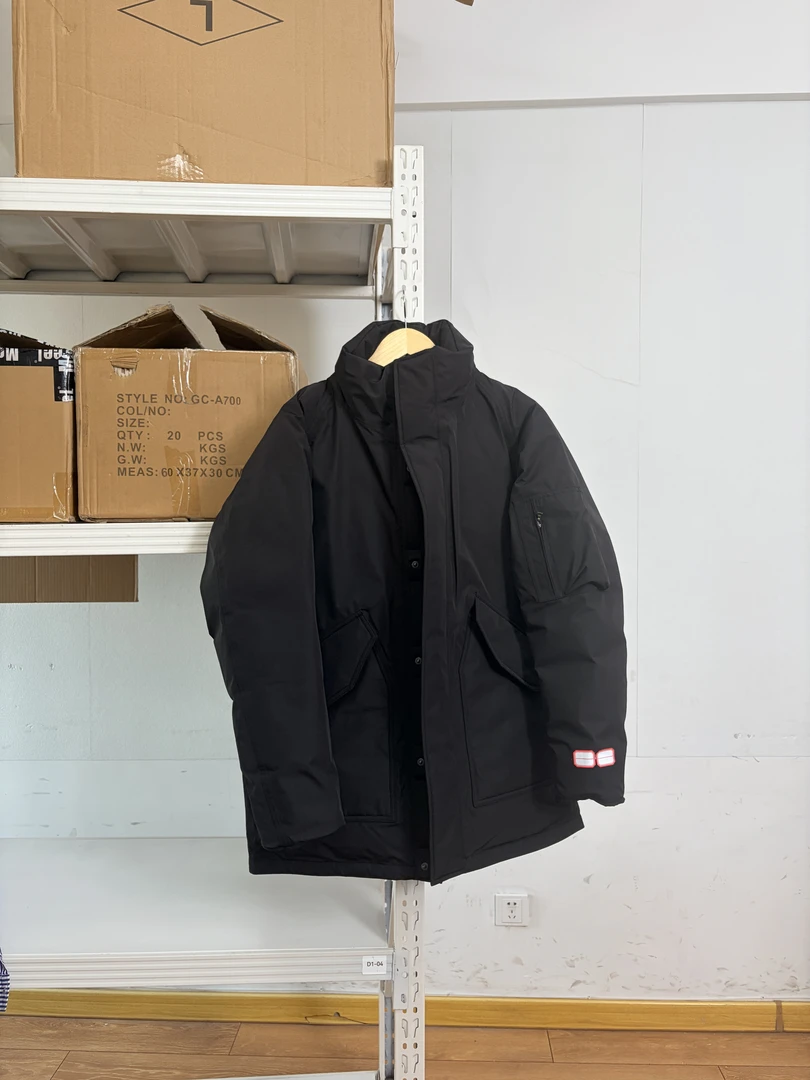 日单现货娜娜家原dan中长立领光电子羽绒服黑色