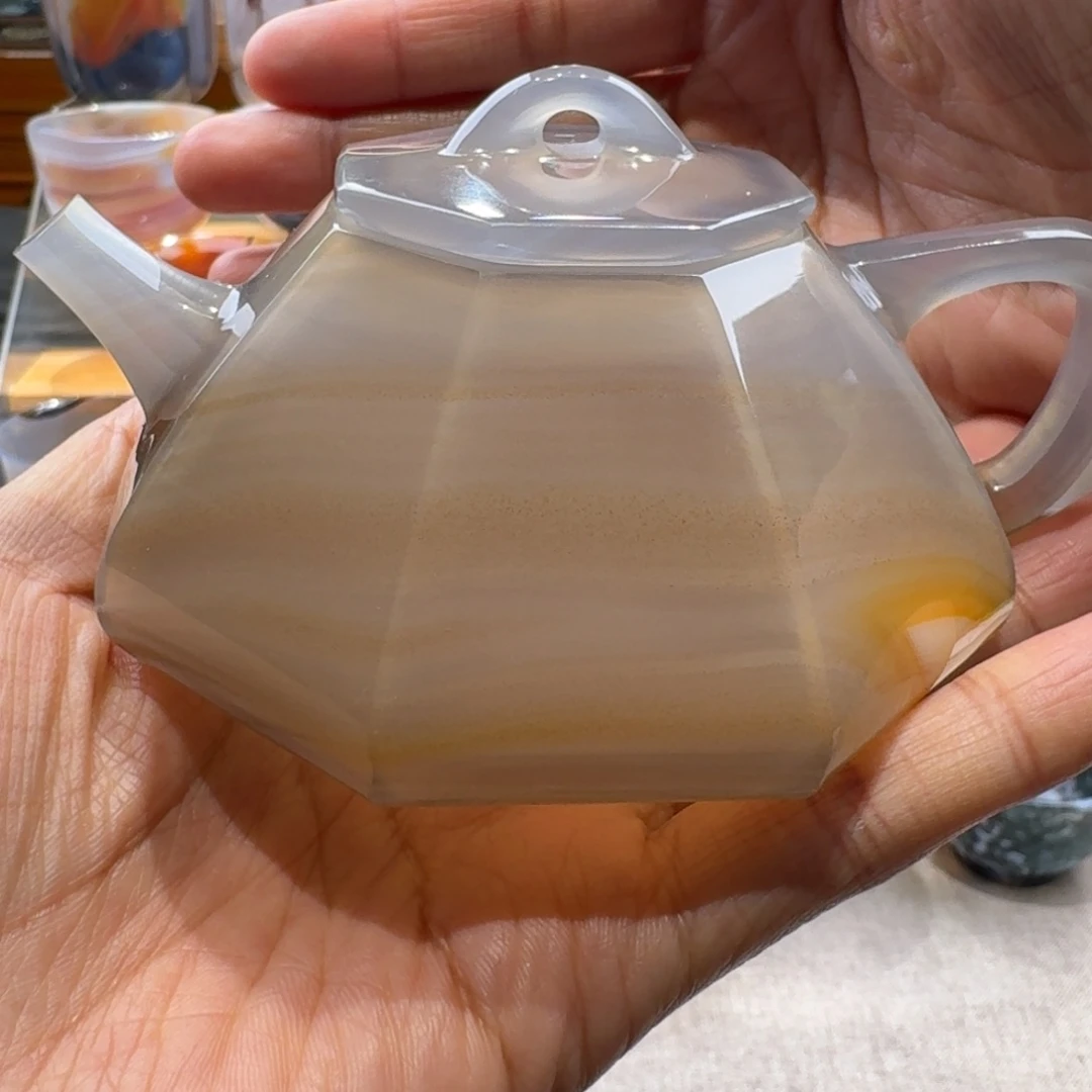 不***释玛瑙/玉髓未镶嵌玛瑙茶壶