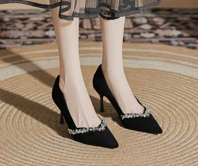 401-600细高跟鞋秋季新款满钻名媛风