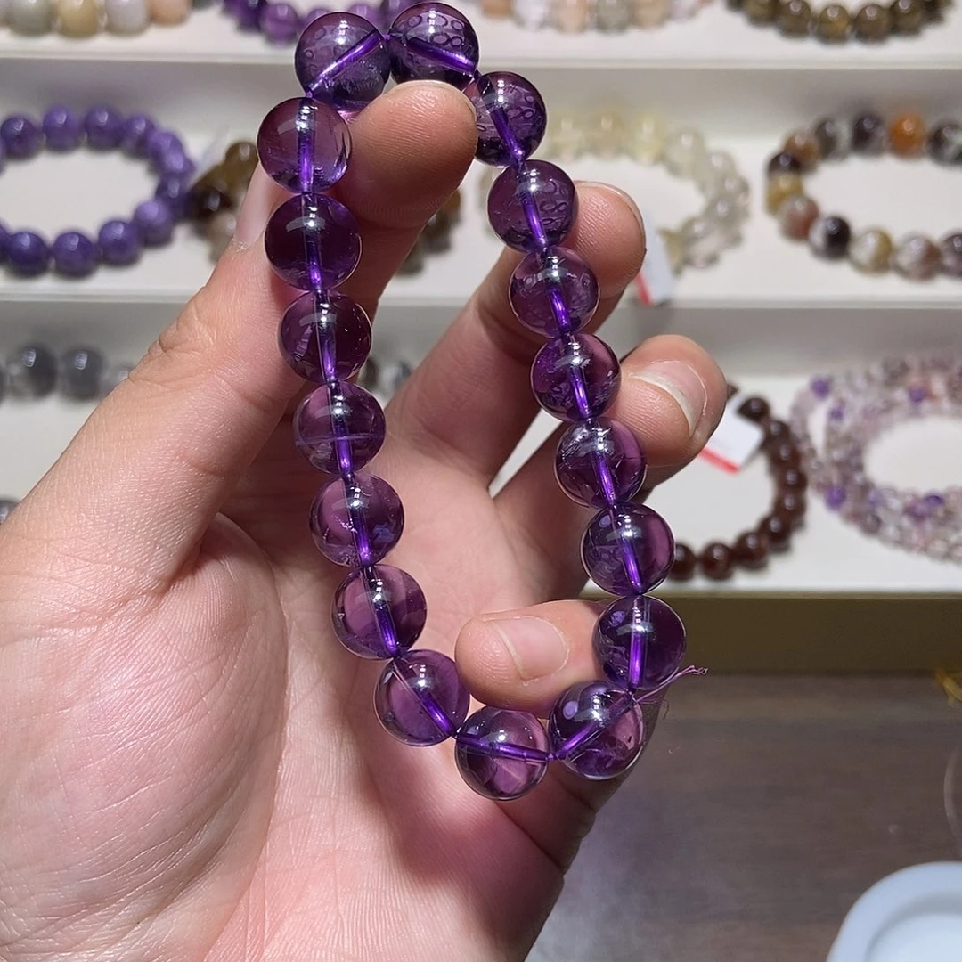 水晶手链未镶嵌巴西帝王紫紫水晶11.3
