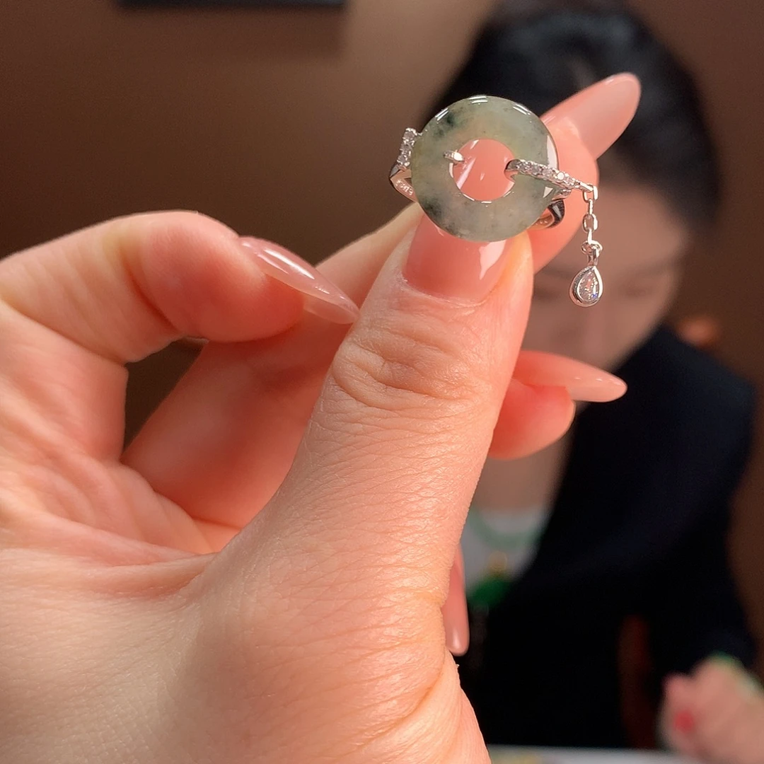 银S925镶嵌翡翠耳饰戒指