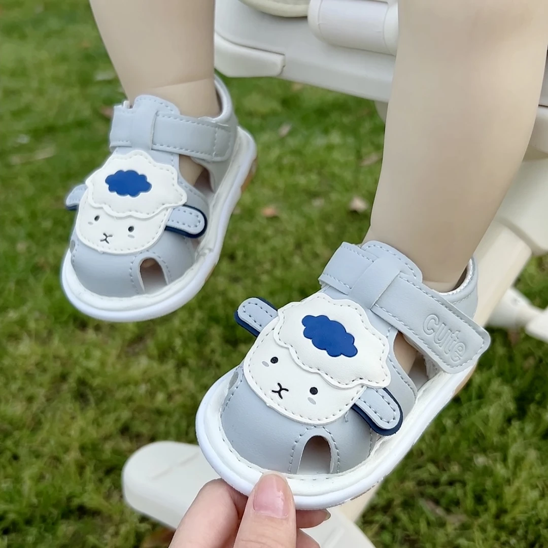 夏季儿童学步鞋夏季婴幼儿小童男童女宝宝儿童凉鞋软底防滑叫叫鞋