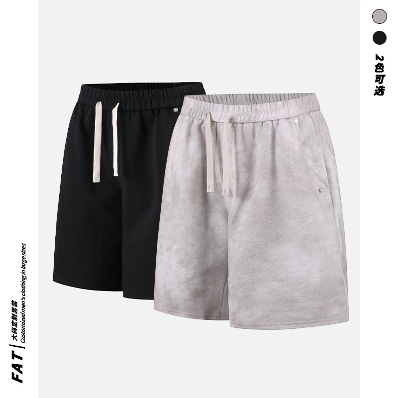 大码短裤男夏季透气美式休闲短裤复古扎染休闲五分裤568