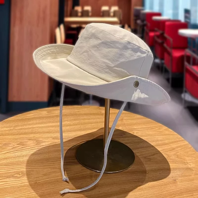 韩版大檐速干渔夫帽男女春夏季抽绳遮阳帽户外徒步速干防晒登山帽