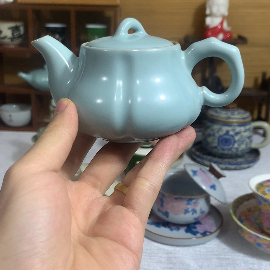 天青汝窑南瓜壶160