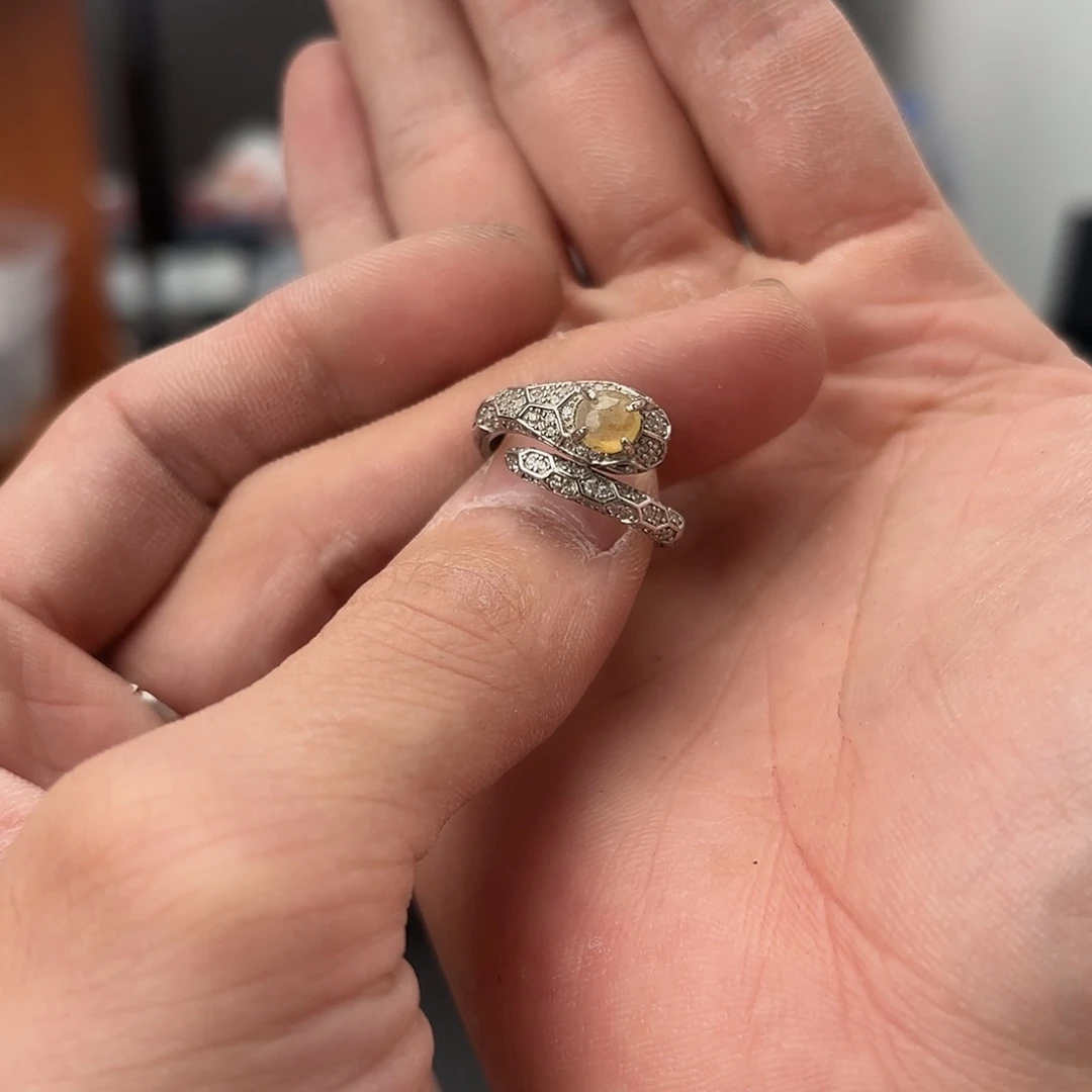 翡翠戒指银S925镀金镶嵌