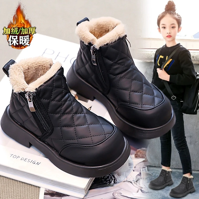 ABC MINO女童雪地靴冬季加绒2025新款儿童保暖棉靴中大童女孩棉鞋