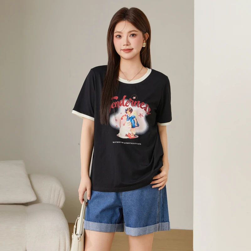 采多宝大码女装奥戴尔韩版卡通3D印花上衣 EXZ2666