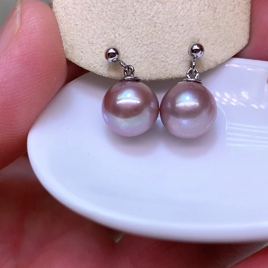 银S925镶嵌淡水珍珠耳饰