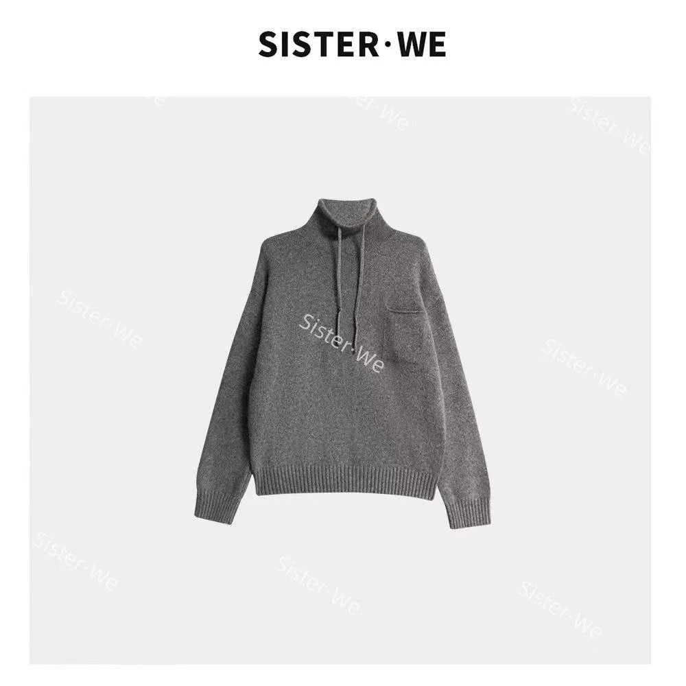 【no退no换】薇姐【灰棕暖领】Sister·We抽绳极简设计款套头上衣7884