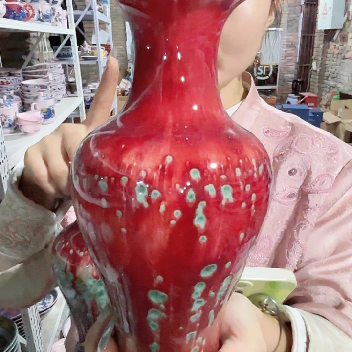 陶其他景德镇高温陶瓷郎窑红鱼尾瓶