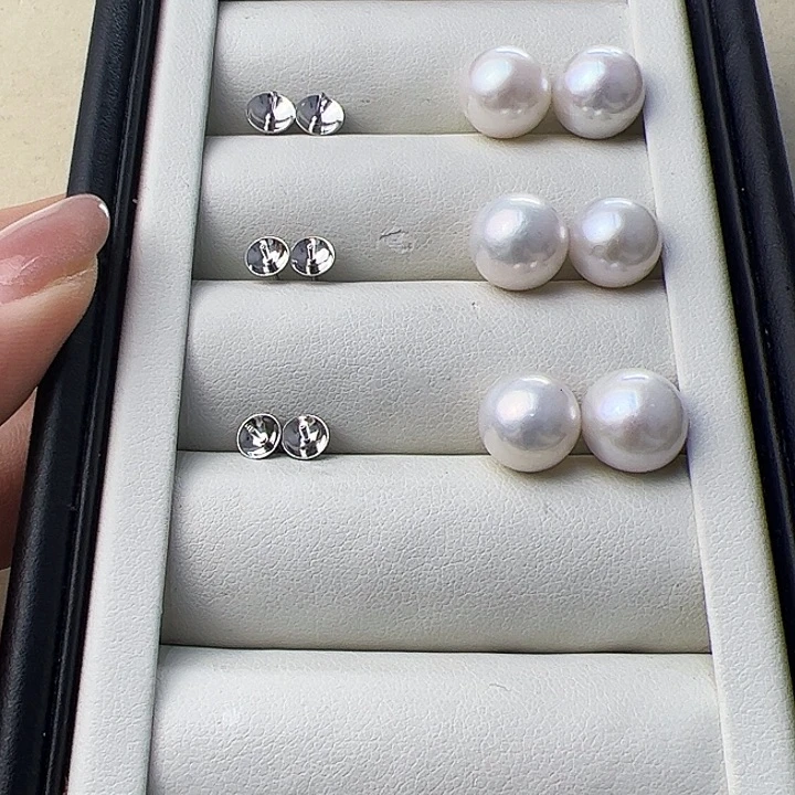 淡水珍珠耳饰银S925镶嵌