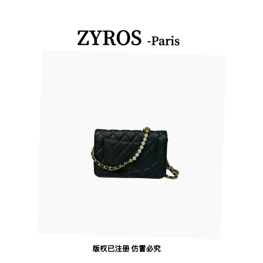 ZYROS/秋冬新款黑色轻奢链条菱格时尚百搭单肩斜挎小方包女Z260